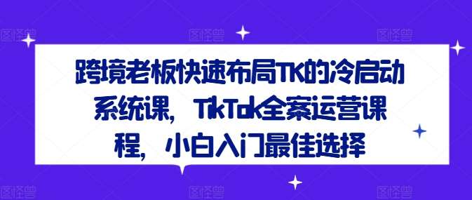 跨境老板快速布局TK的冷启动系统课，TikTok全案运营课程，小白入门最佳选择-满月文化项目库