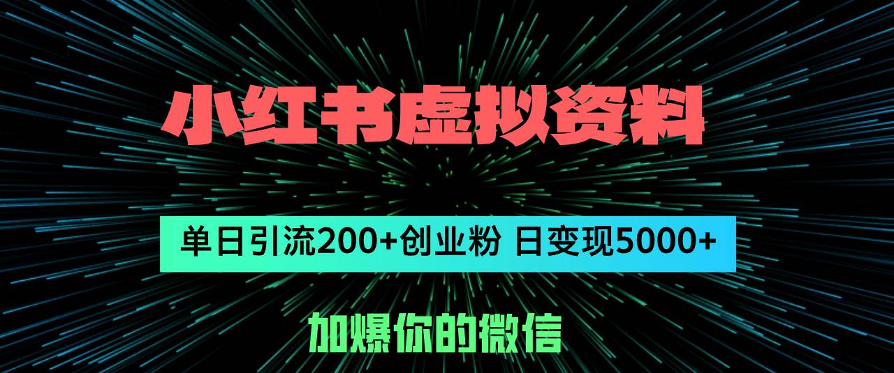 小红书虚拟资料日引流200+创业粉，单日变现5000+-满月文化项目库