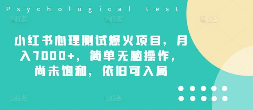 小红书心理测试爆火项目，月入7000+，简单无脑操作，尚未饱和，依旧可入局-满月文化项目库