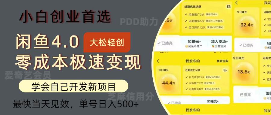 闲鱼0成本极速变现项目，多种变现方式 单号日入500+最新玩法-满月文化项目库