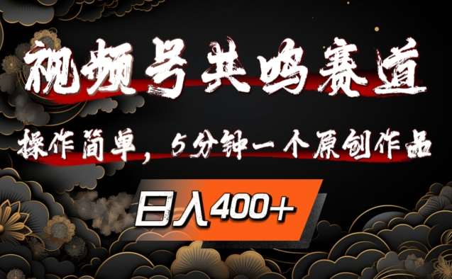 视频号共鸣赛道，操作简单，5分钟1个原创作品，日入几张【揭秘】-满月文化项目库