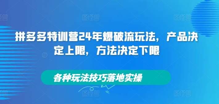 拼多多特训营24年爆破流玩法，产品决定上限，方法决定下限，各种玩法技巧落地实操-满月文化项目库