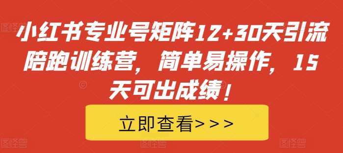 小红书专业号矩阵12+30天引流陪跑训练营，简单易操作，15天可出成绩!-满月文化项目库