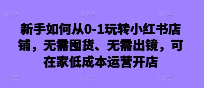 新手如何从0-1玩转小红书店铺，无需囤货、无需出镜，可在家低成本运营开店-满月文化项目库